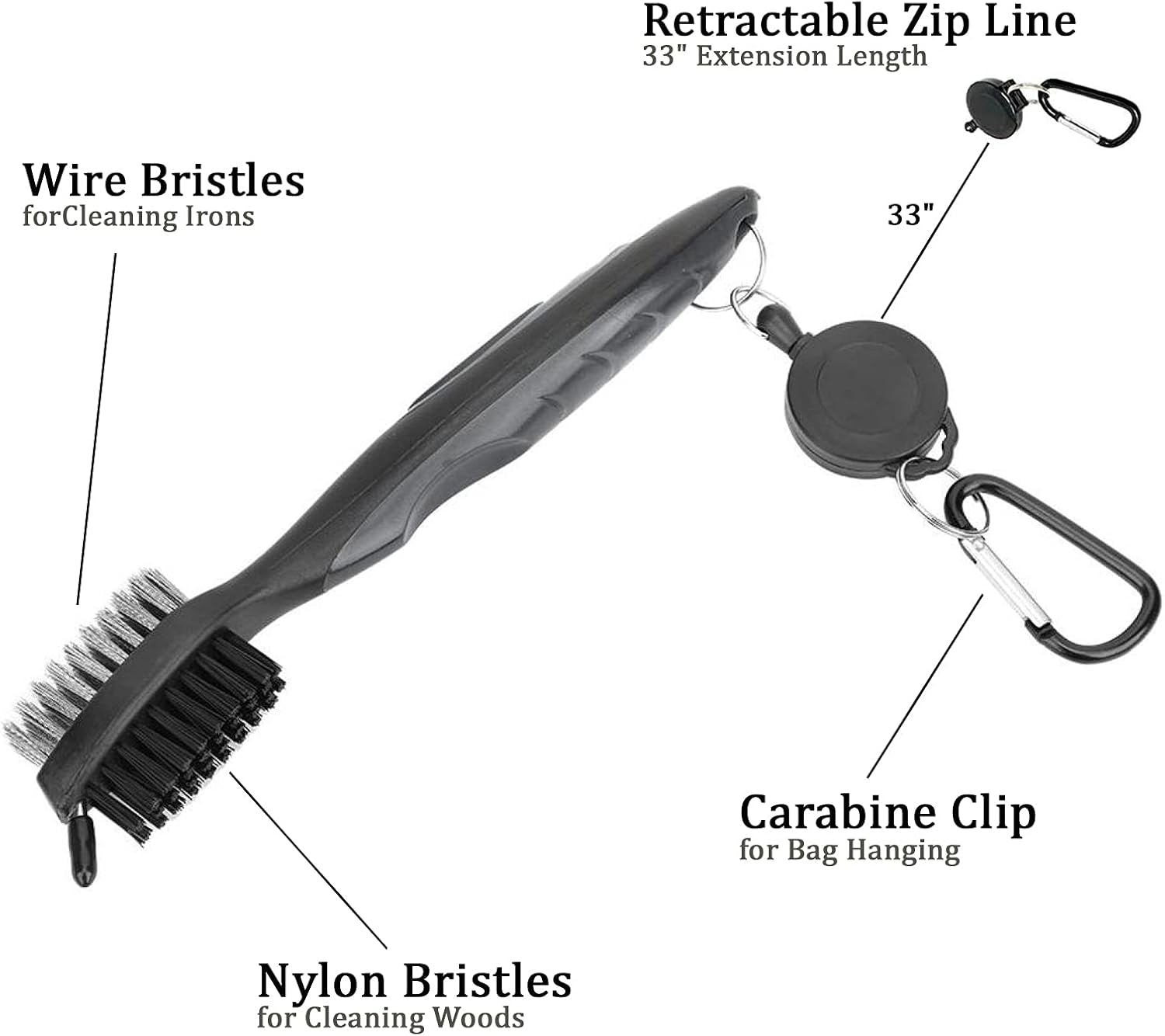 3 Pack Golf Towel Clean Set| Microfiber Waffle Pattern Tri-Fold Golf Towel | Brush Tool Kit with Club Groove Cleaner |Golf Accessories for Men, Women (Black/Gray Towel+ Gray Brush)