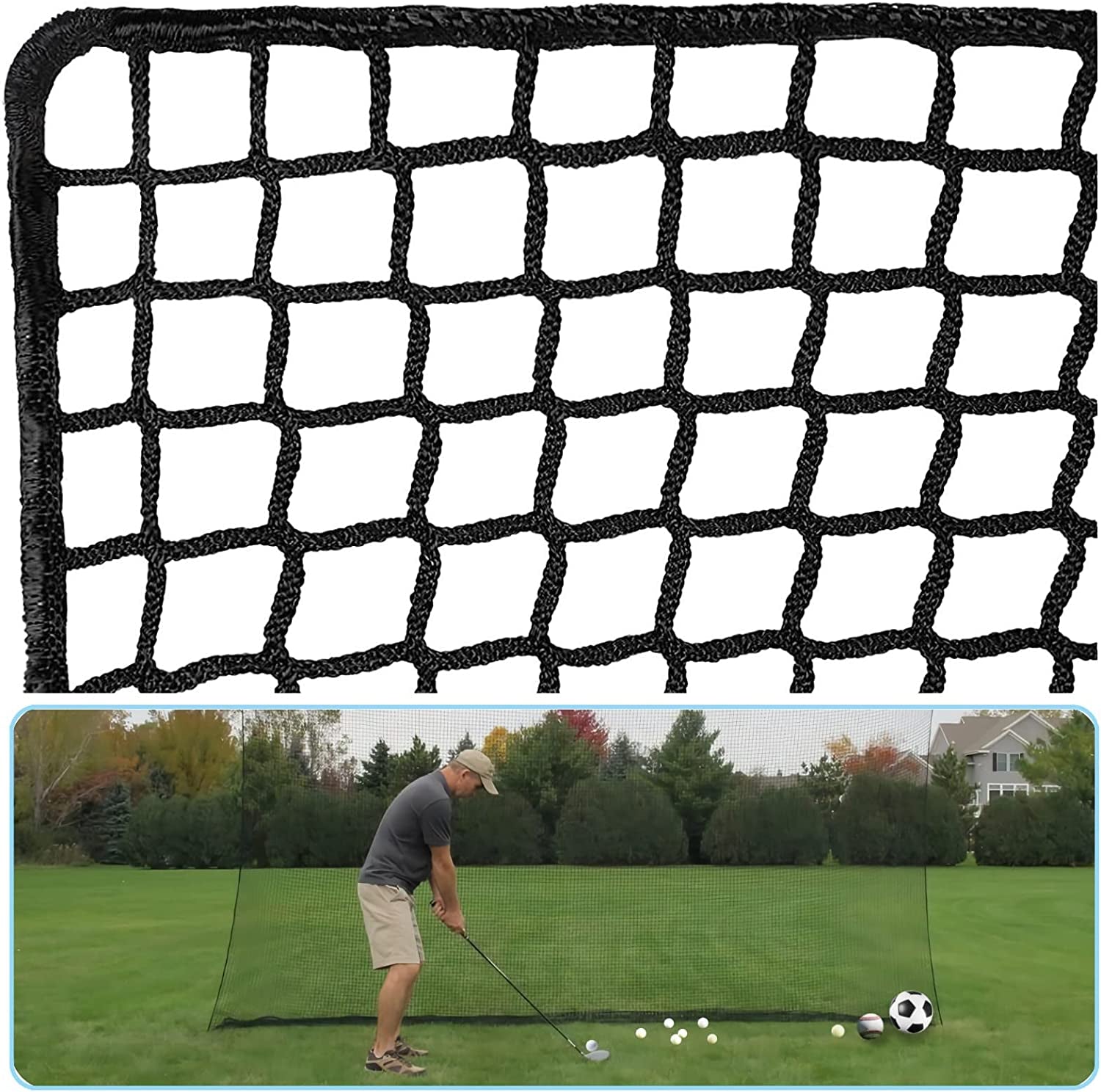Golf Practice Net - Heavy Duty Nylon Netting, 10X10Ft/10X15Ft/10X20Ft